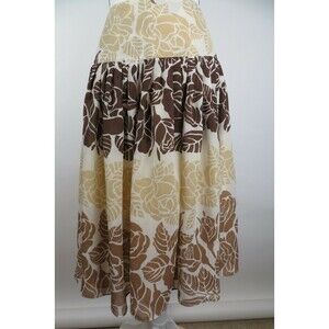 Kenar Womens Skirt Knee Length Floral Pleats Brown Size 6